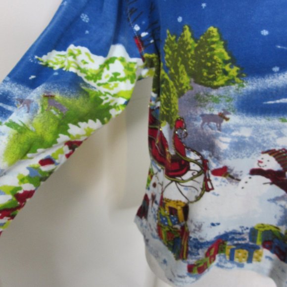 Jane Ashley Christmas Holiday Sweater Blouse Snowman Sled Beaded Size Large - Picture 10 of 11